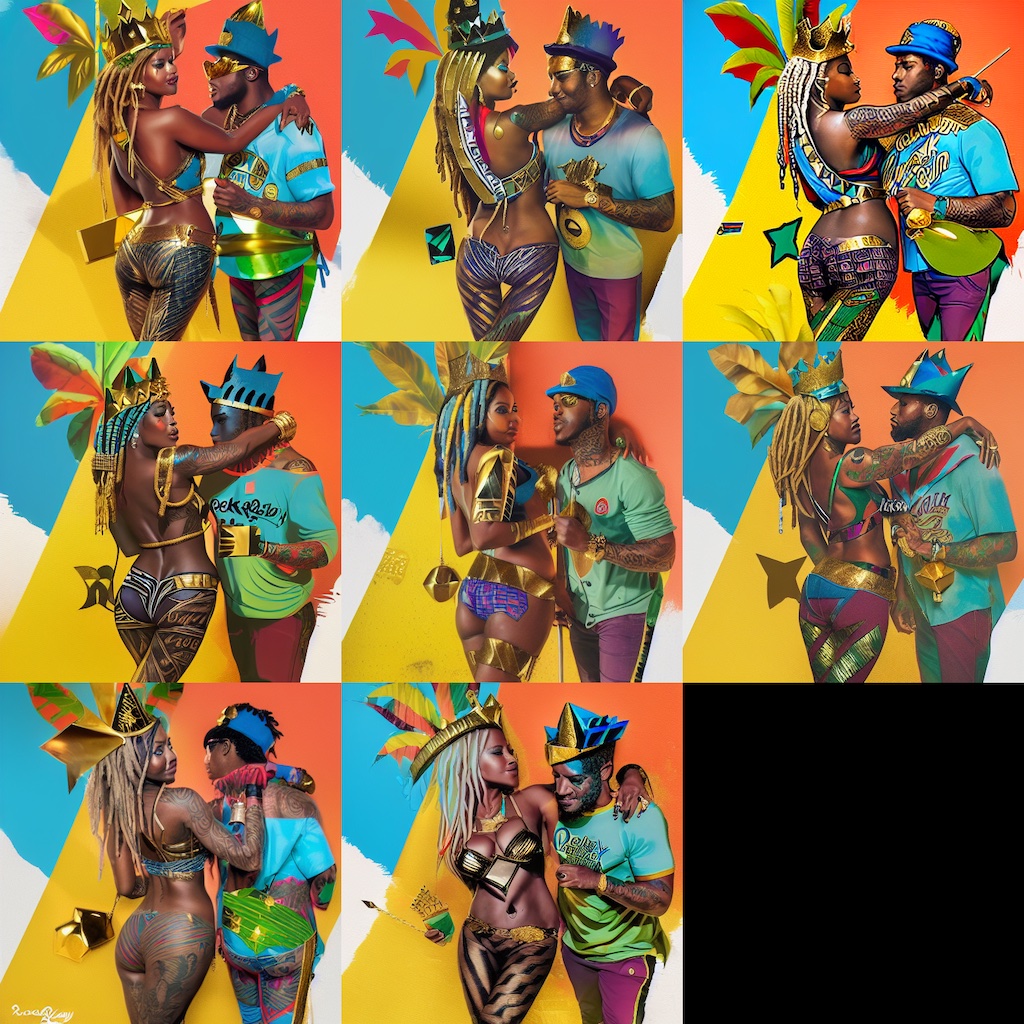 Collage von KI-Bild «Goldboy und Rocksteady-Queen»